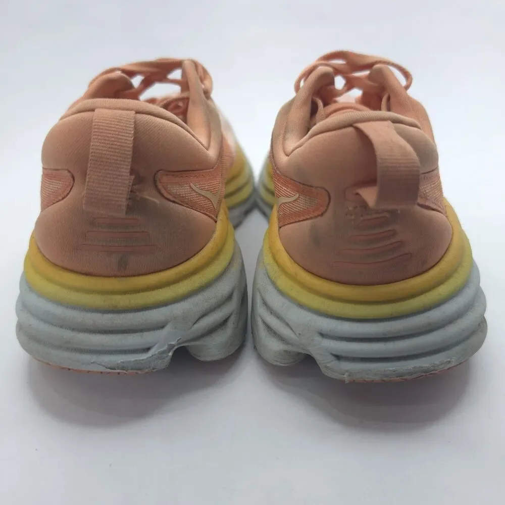 Hoka Bondi 8 Running Shoes Athletic Women 8.5B Coral Peach Parfait 1127952 SCPP